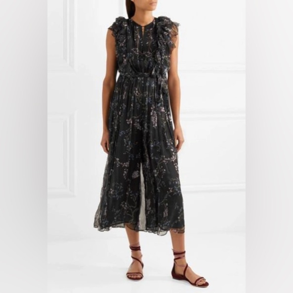 NWT! Zimmermann Paradiso Black Floral Chiffon Floating Jumpsuit